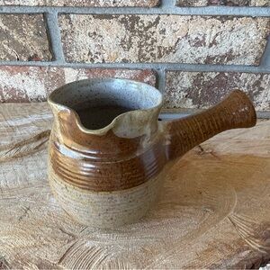 Artisan Pottery Side Handle Pitcher Signed M. Bore Excellent Condition!